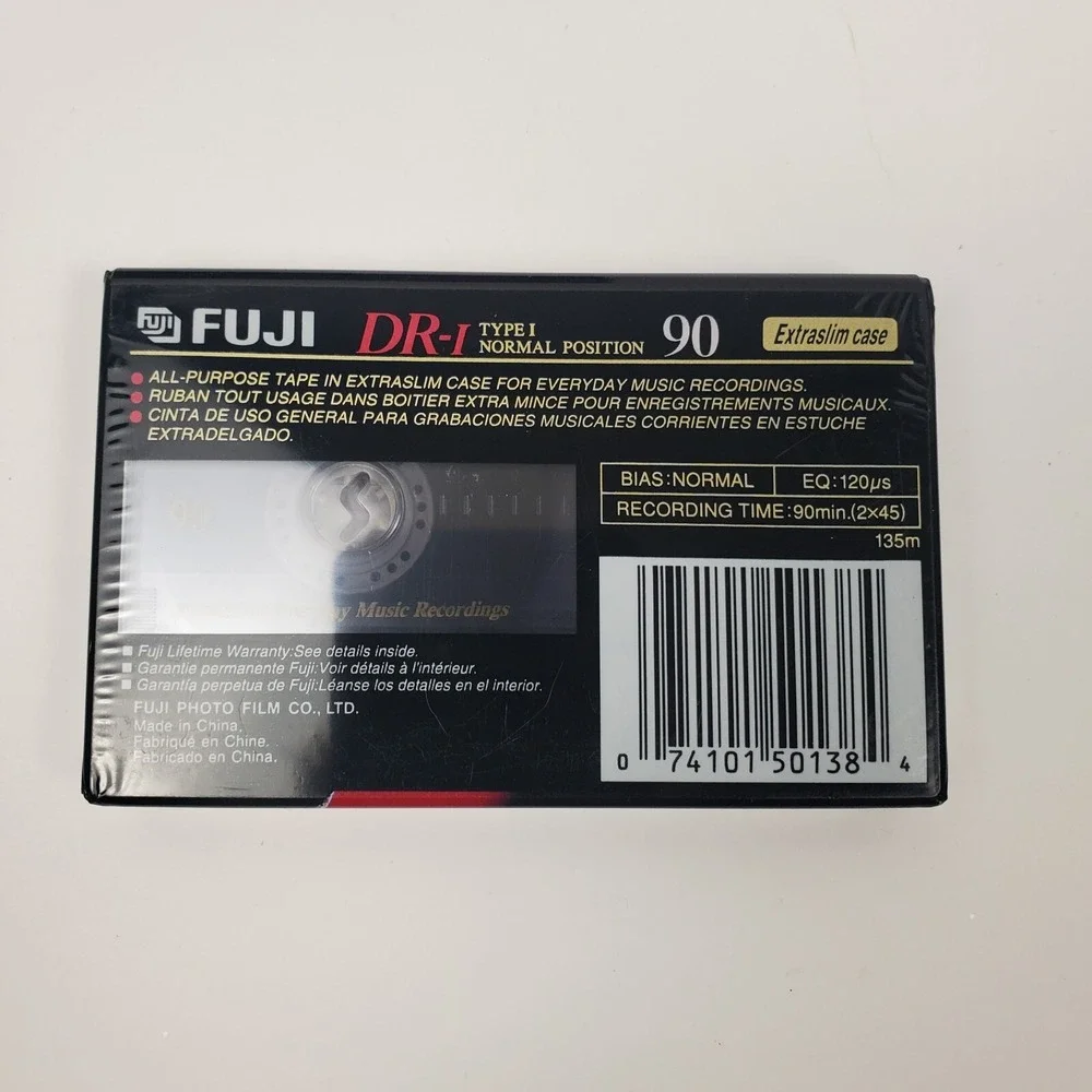FUJI DR-I 90 Minute Blank Audio Cassette 6 Tapes With Extraslim Cases Lot Bundle